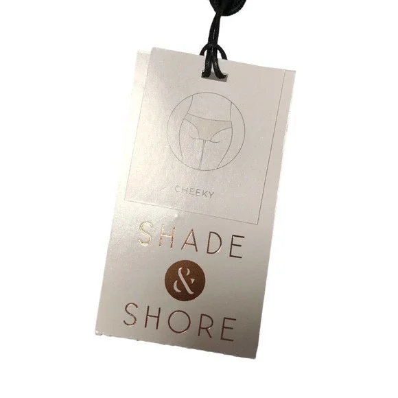 NEW Shade and Shore Ruffle Cheeky Bikini Bottom Size Large 12 - 14 Black - Picture 7 of 9